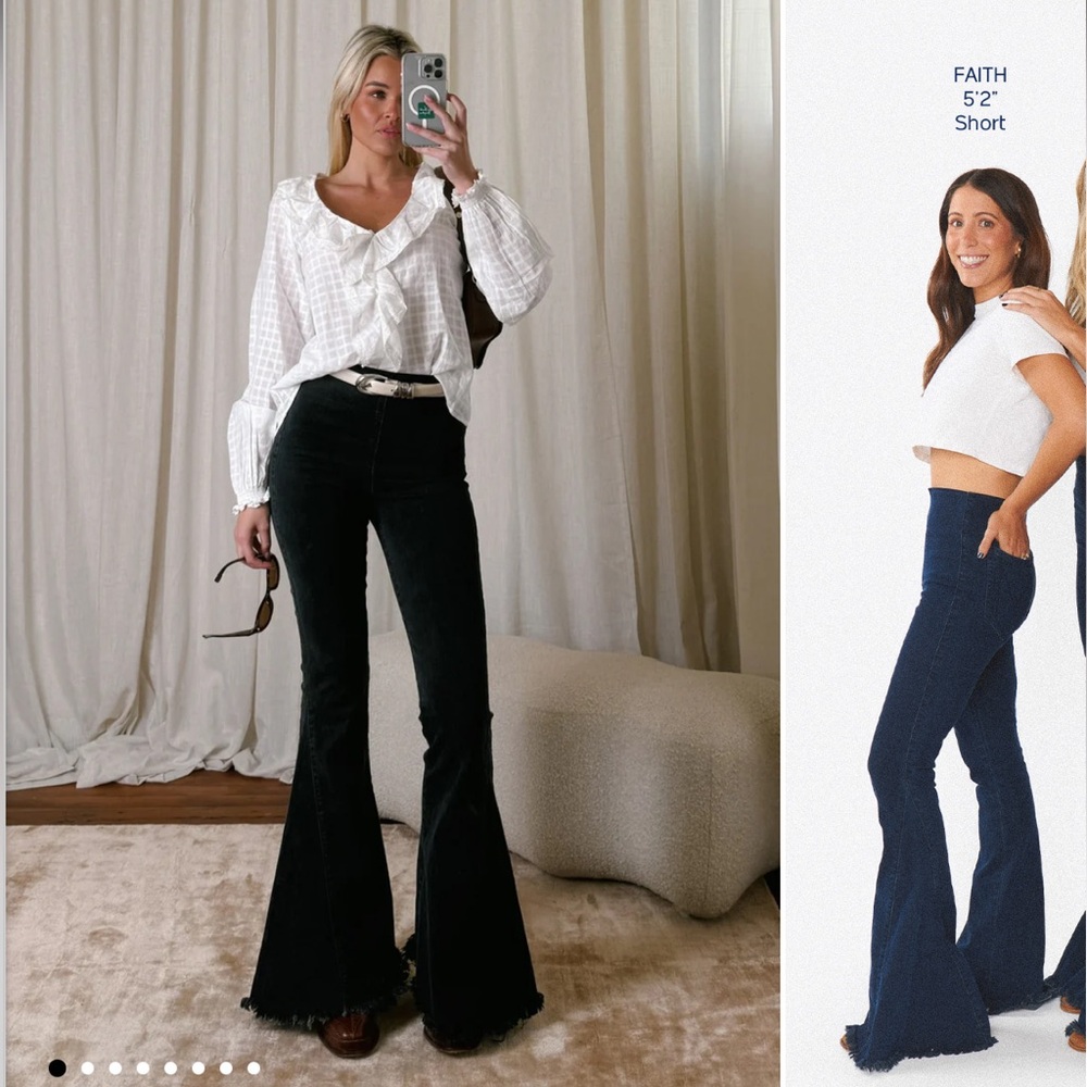 $188 Free People x Show Me Your MuMu Berkeley Bells Stretch Denim Jeans size XS